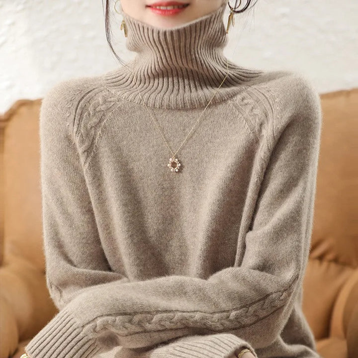Rollkragenpullover aus kaschmir für damen
