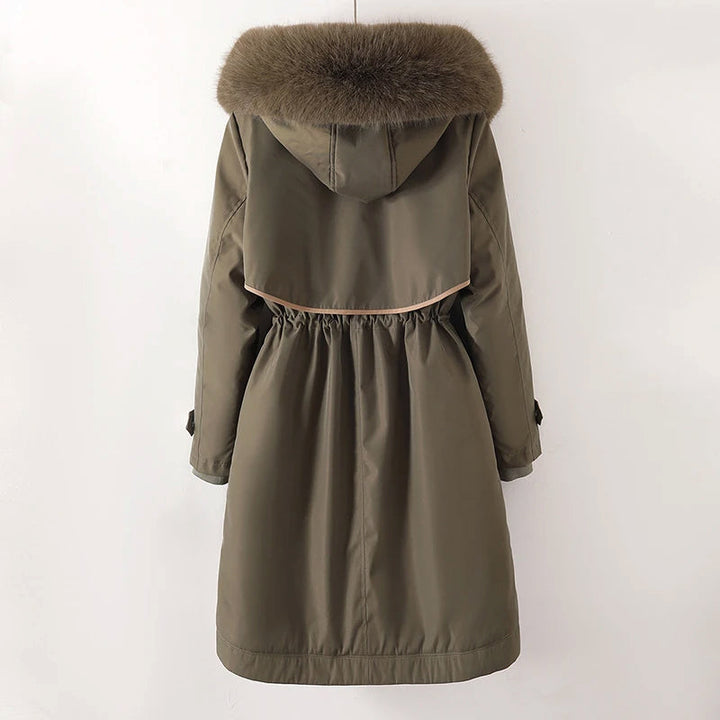 Lange Winter Steppjacke mit Kapuze für Damen | Warme