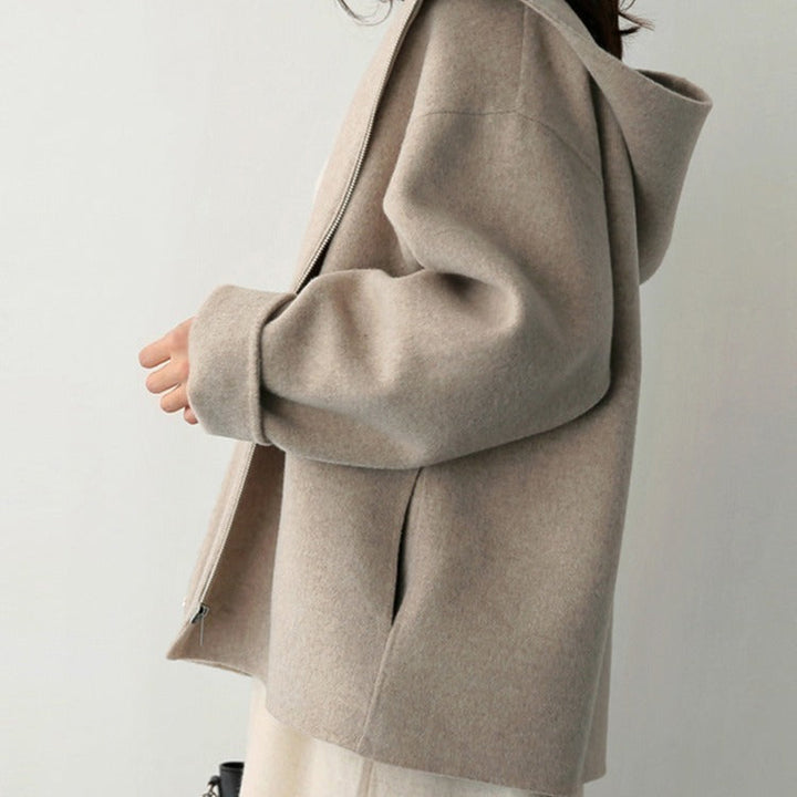 Damen-Strickjacke mit langen Ärmeln | Kapuze