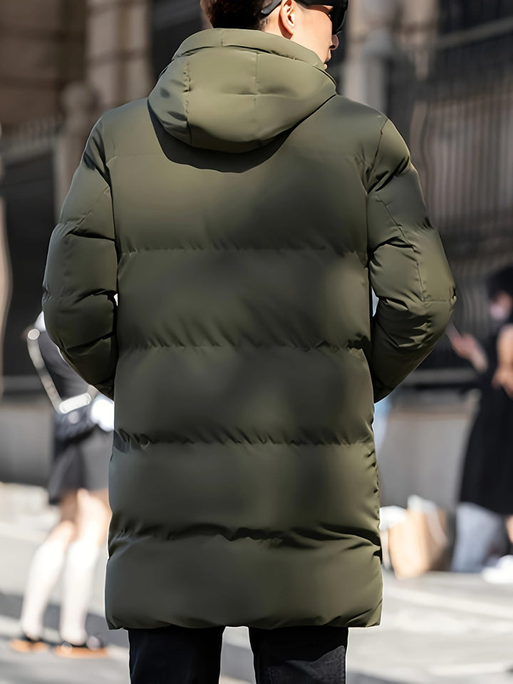 Herren Lange Warme Puffer Jacke | Reißverschluss