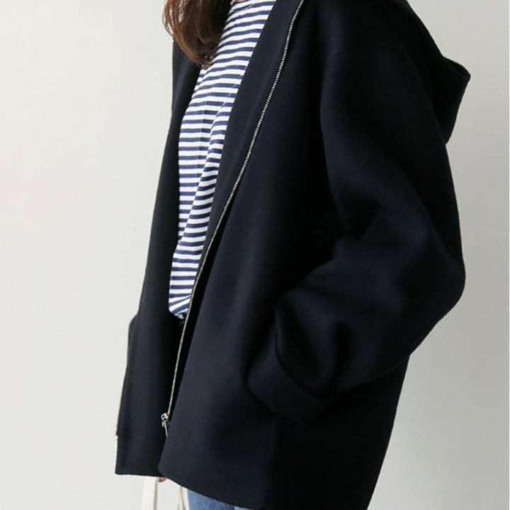 Damen-Strickjacke mit langen Ärmeln | Kapuze