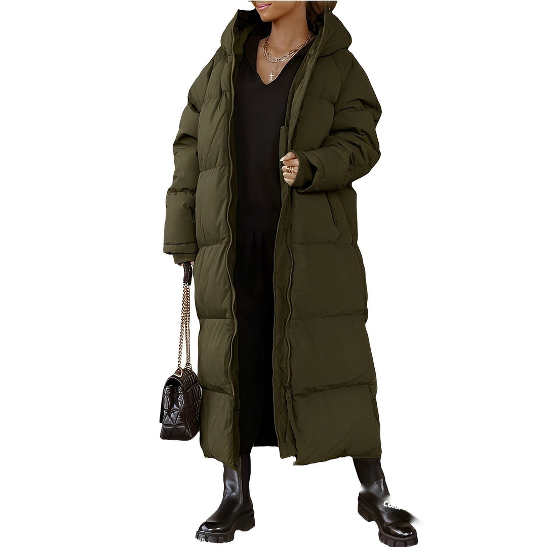 Damen Langer Daunenjacke mit Kapuze | Übergroß