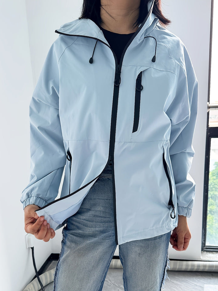 Langarm Wasserdichte Regenjacke für Damen | Mit Kapuze