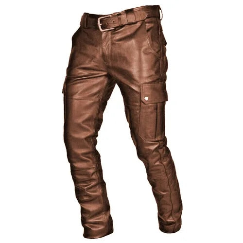 Stilvolle Leder-Cargohose für Herren