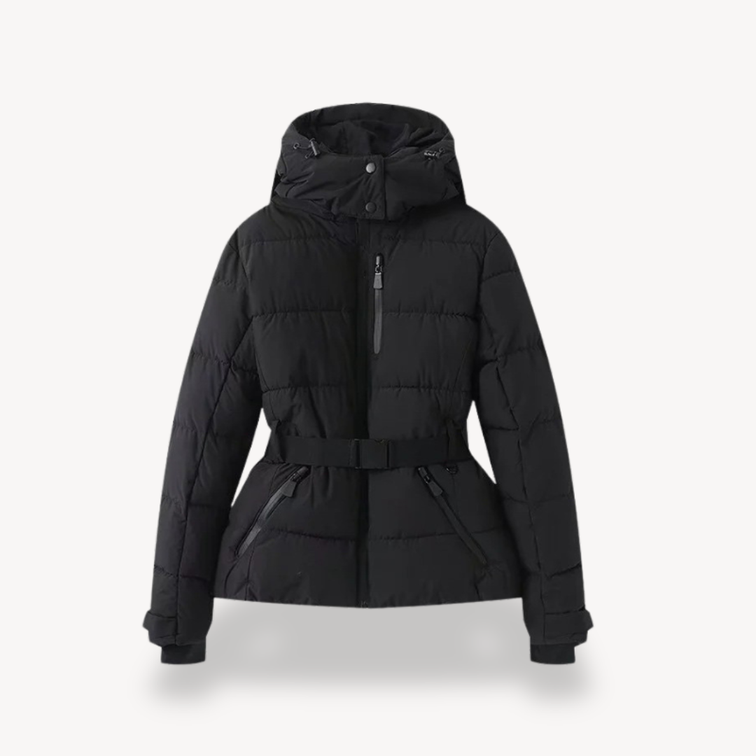 Damen Reißverschlusstaschen Pufferjacke | Gürtel