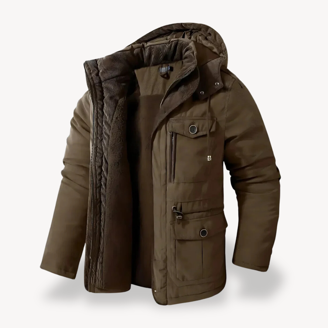 Herren Jacke mit Kapuze und mehreren Taschen | Winter