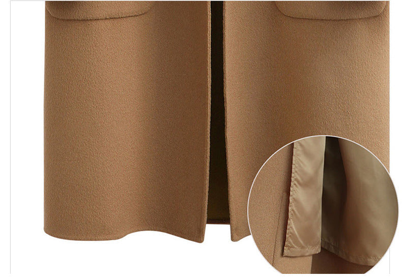 Damen Langer Knopf Daunen Mantel | Taschen