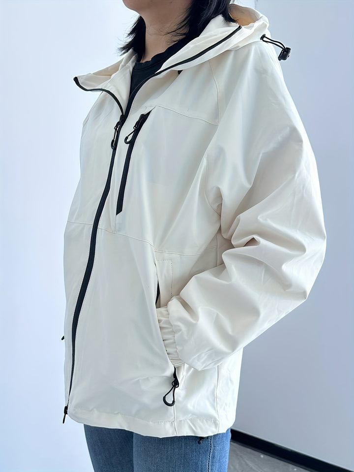 Langarm Wasserdichte Regenjacke für Damen | Mit Kapuze