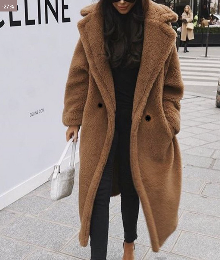Damen Winter-Teddy Jacke | Lang