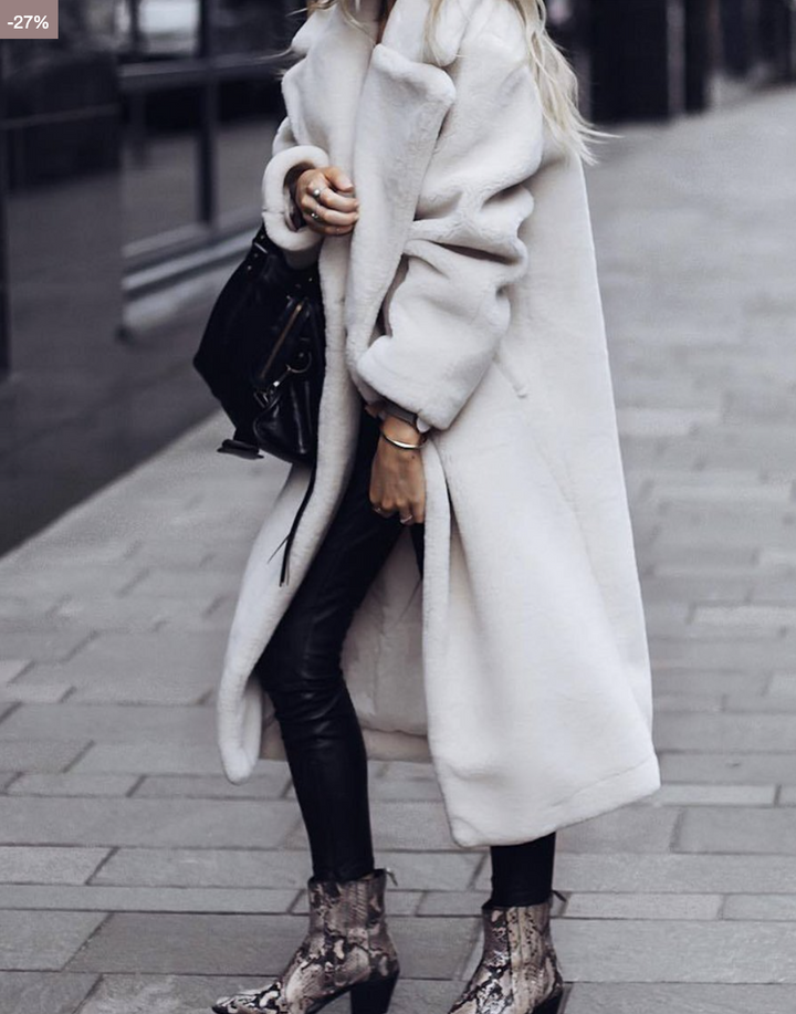 Damen Winter-Teddy Jacke | Lang