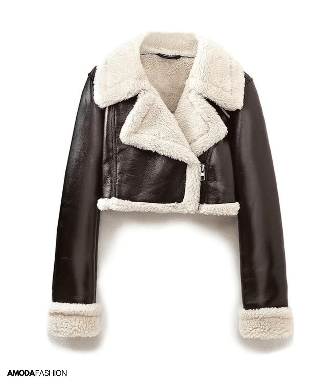 Damen Überdimensionale Reverskragen Teddy Jacke | Kurz