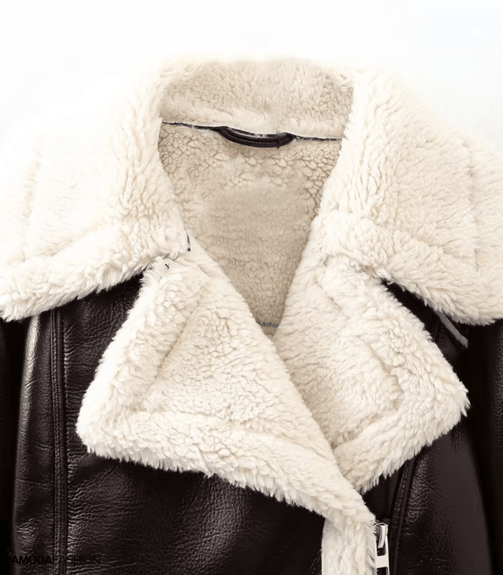 Damen Überdimensionale Reverskragen Teddy Jacke | Kurz