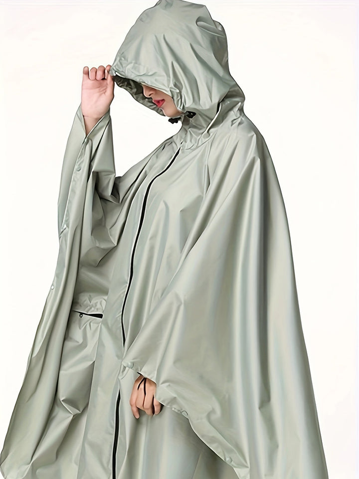 Damen-Regen Poncho mit Kapuze | Reißverschluss