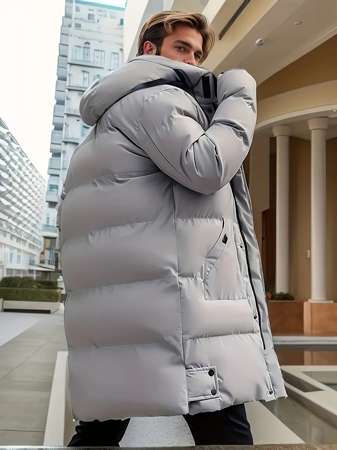 Herren lange Puffer Daunen Winterjacke | Wasserdicht