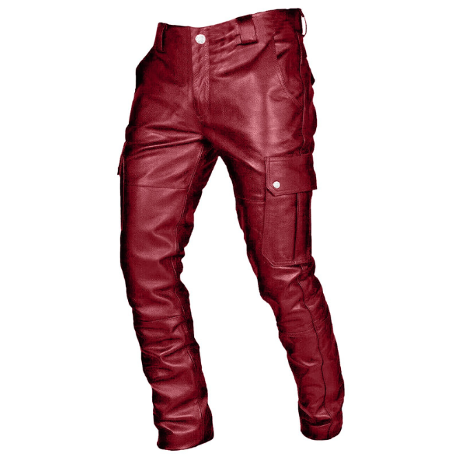 Stilvolle Leder-Cargohose für Herren