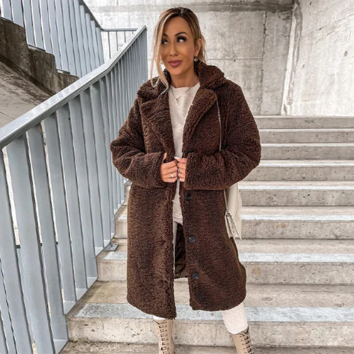 Damen Winter Teddy Jacke Mantel | Lang