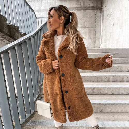 Damen Winter Teddy Jacke Mantel | Lang