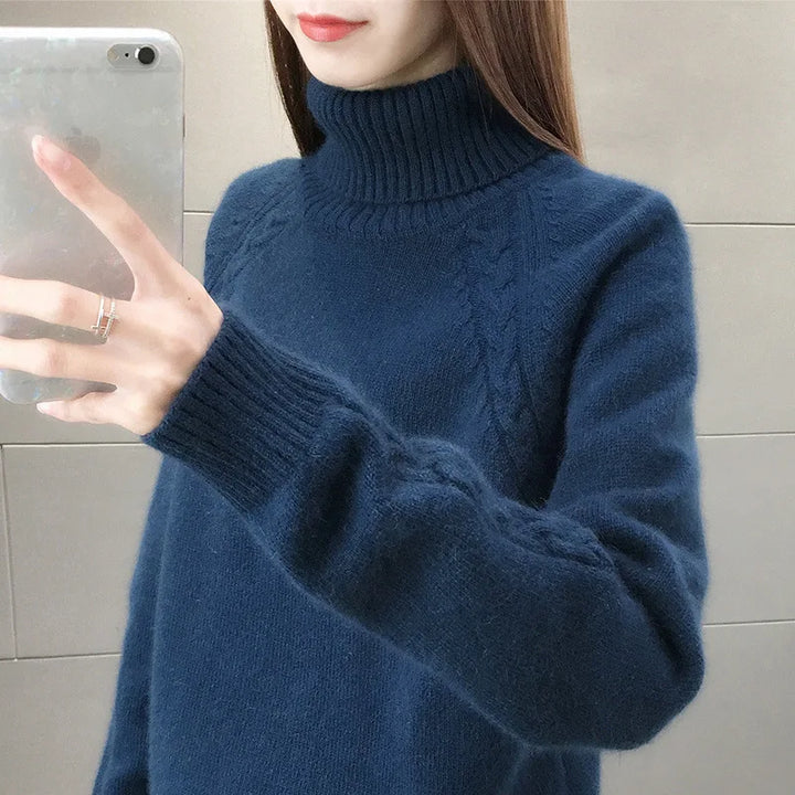 Rollkragenpullover aus kaschmir für damen
