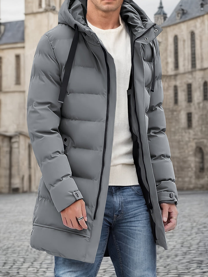 Herren Lange Kapuzen-Puffer-Daunenjacke | Draußen