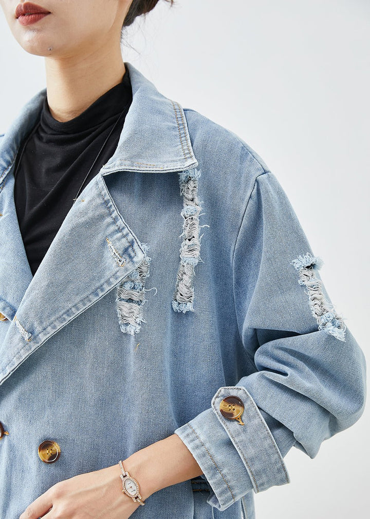 Damen Lange Knopf Daunen Jeansmantel | Lockere Passform