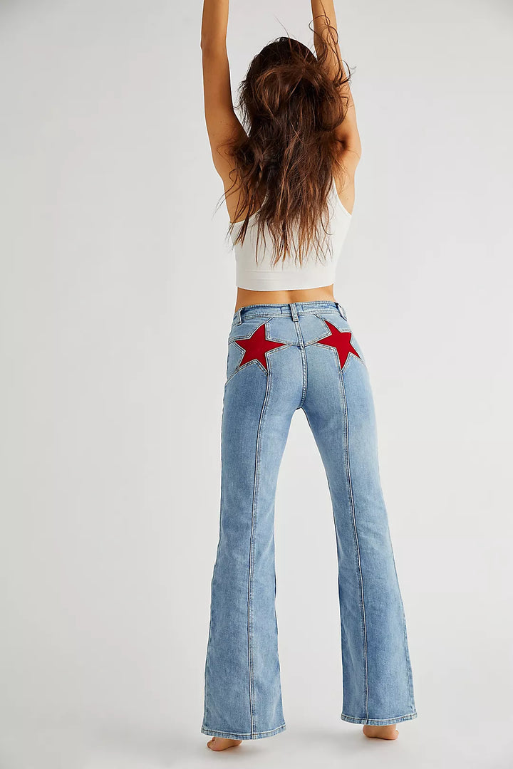 Verspielte glamour high-waist stern-jeans