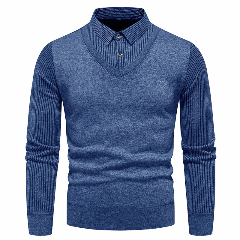 Lässiger Herrenpullover mit zweiteiligem Design