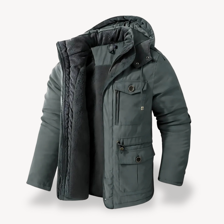 Herren Jacke mit Kapuze und mehreren Taschen | Winter