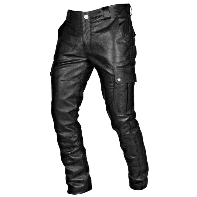 Stilvolle Leder-Cargohose für Herren