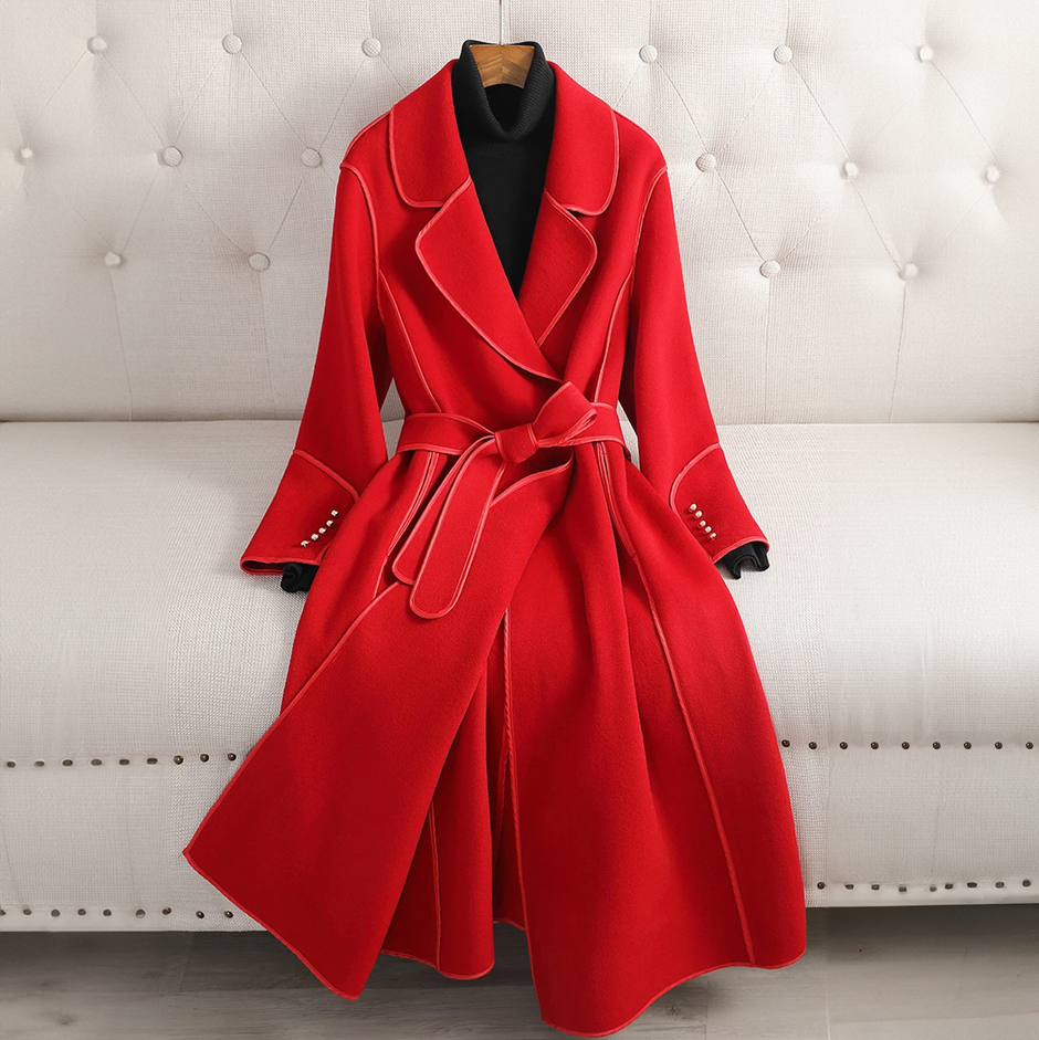 Damen Langer Trench Mantel mit Gürtel | Winter