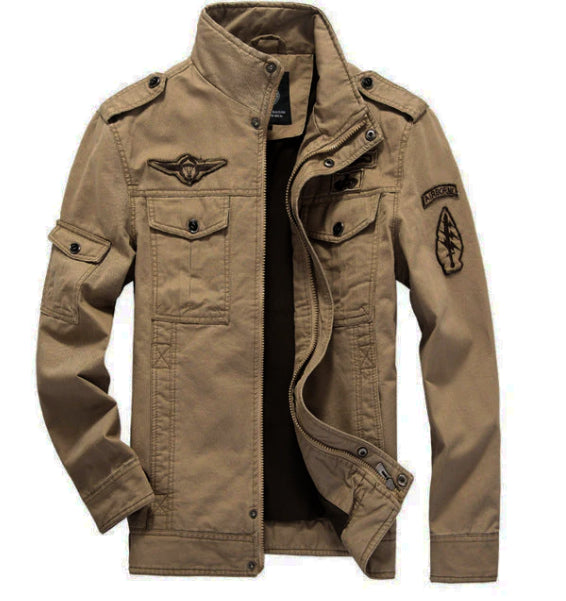 Herren Langarm Stehkragen Jacke | Taschen