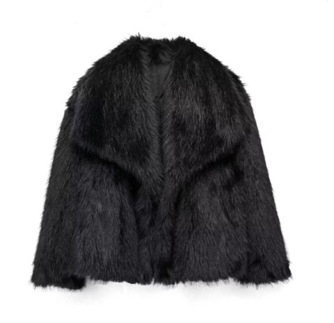 Kurze Felljacke mit Kragen für Damen | Modisch