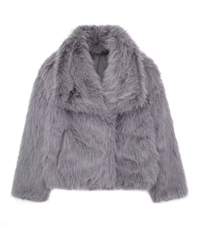 Kurze Felljacke mit Kragen für Damen | Modisch