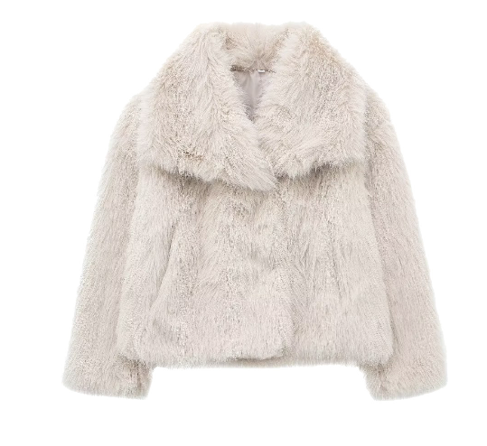 Kurze Felljacke mit Kragen für Damen | Modisch