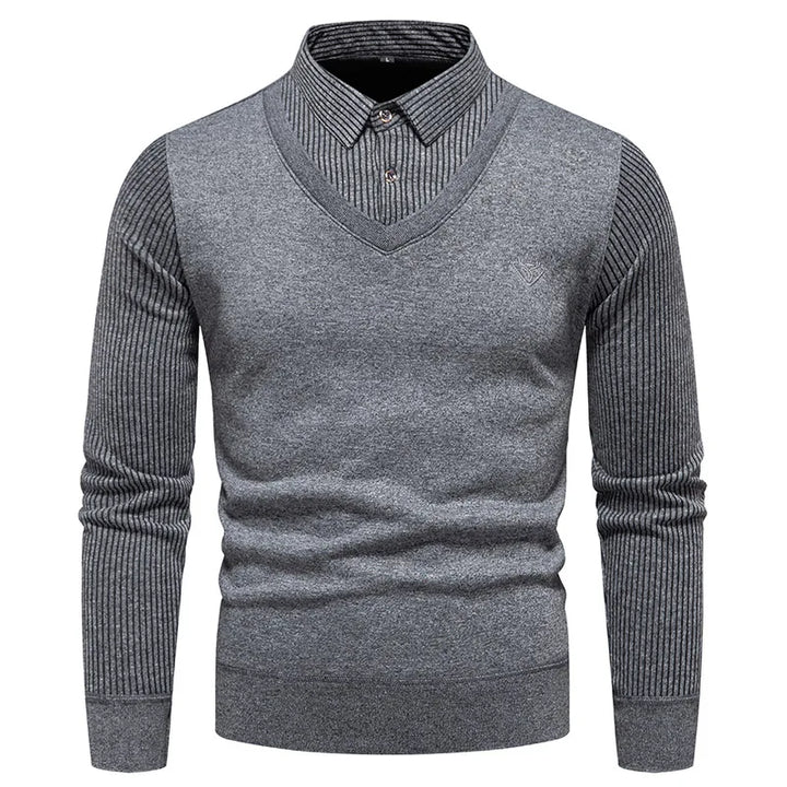 Lässiger Herrenpullover mit zweiteiligem Design