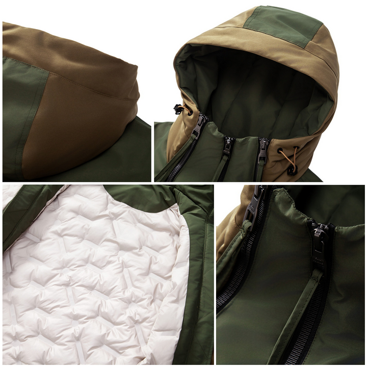 Herrenjacke mit doppeltem Reißverschluss und Stehkragen | Kapuze