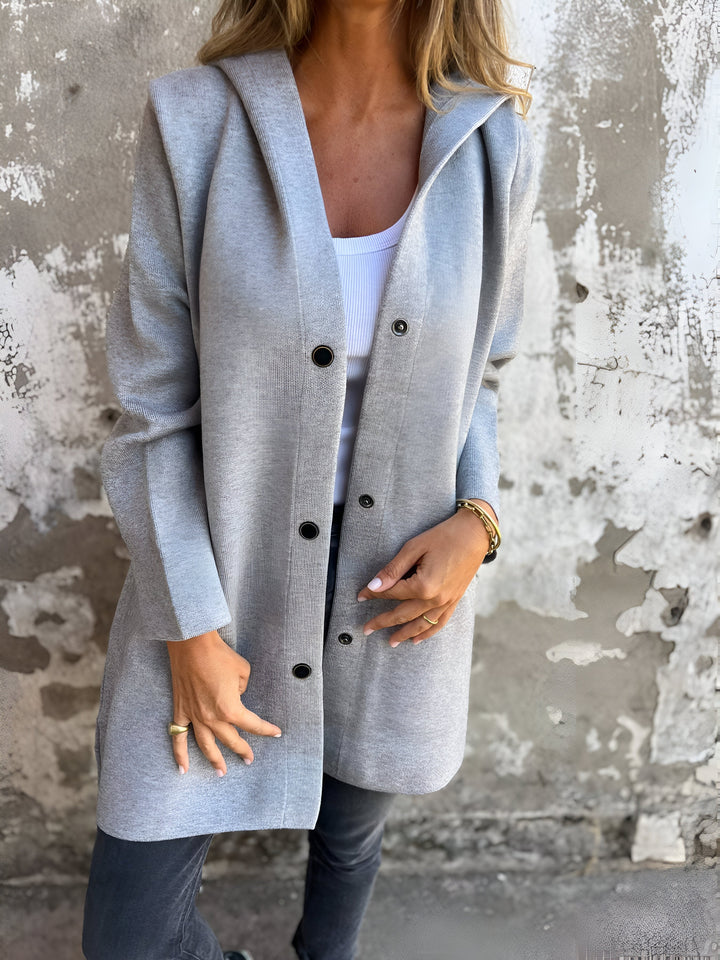 Damen Knopf Daunen Mantel | Kapuze