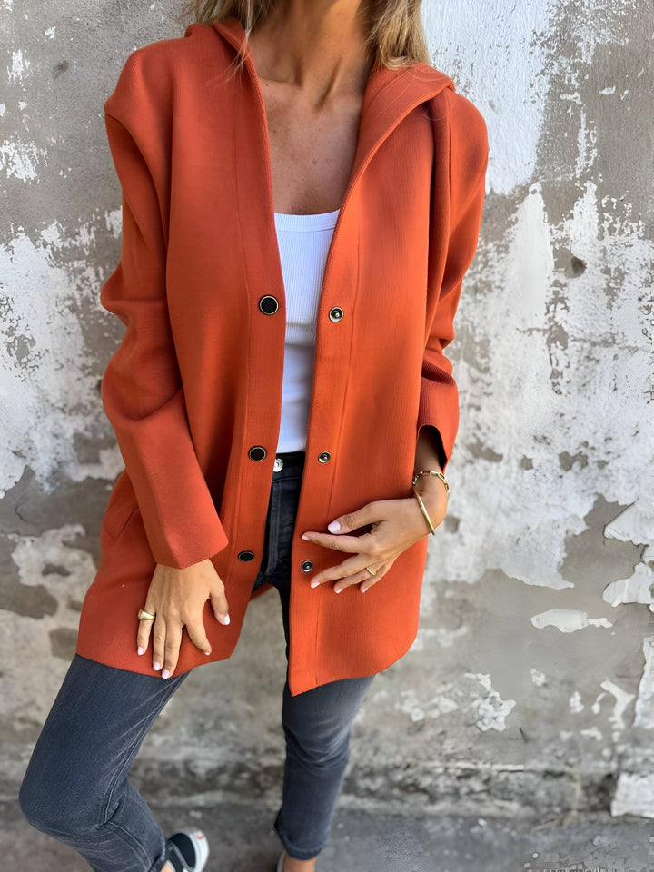 Damen Knopf Daunen Mantel | Kapuze