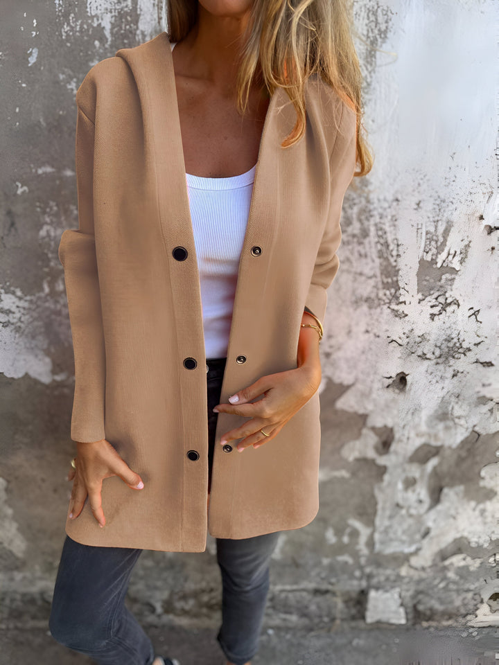 Damen Knopf Daunen Mantel | Kapuze