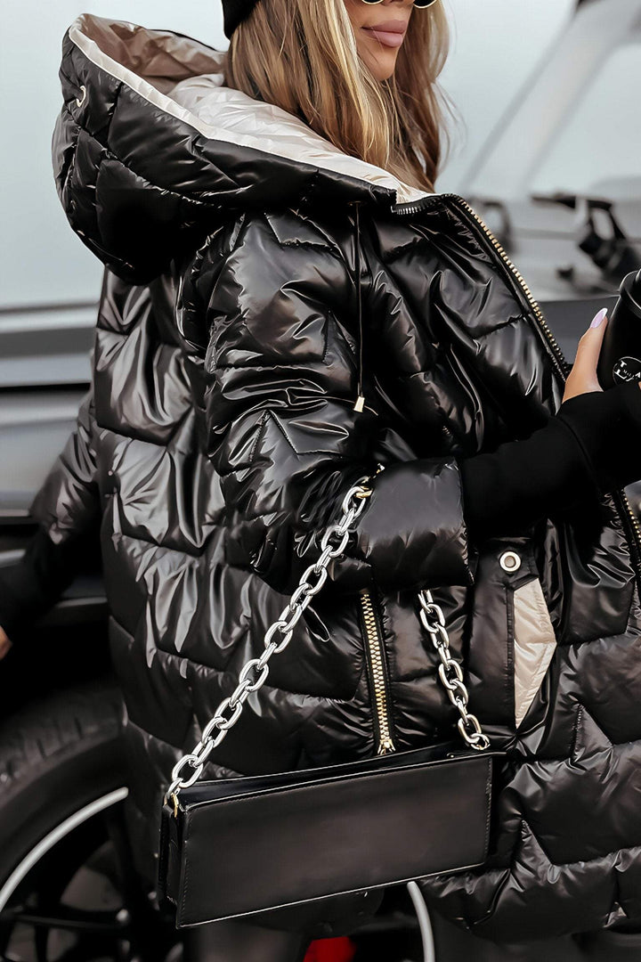Gefütterte Winterjacke mit Kapuze für Damen | Praktisch