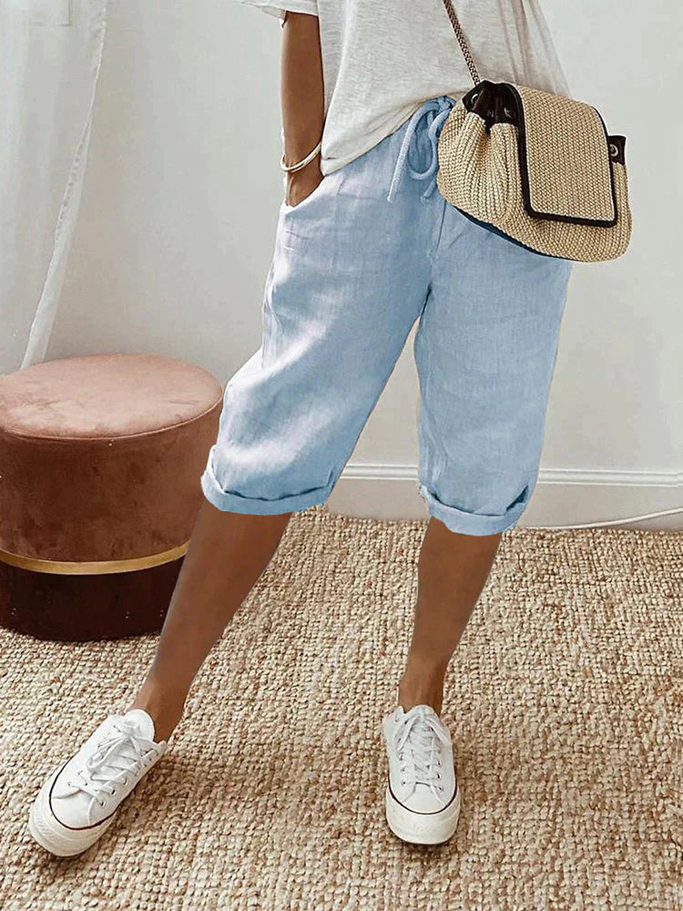 Baumwoll- und Leinen-Shorts für Damen
