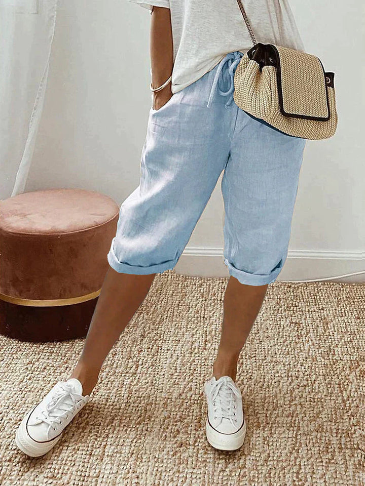 Baumwoll- und Leinen-Shorts für Damen