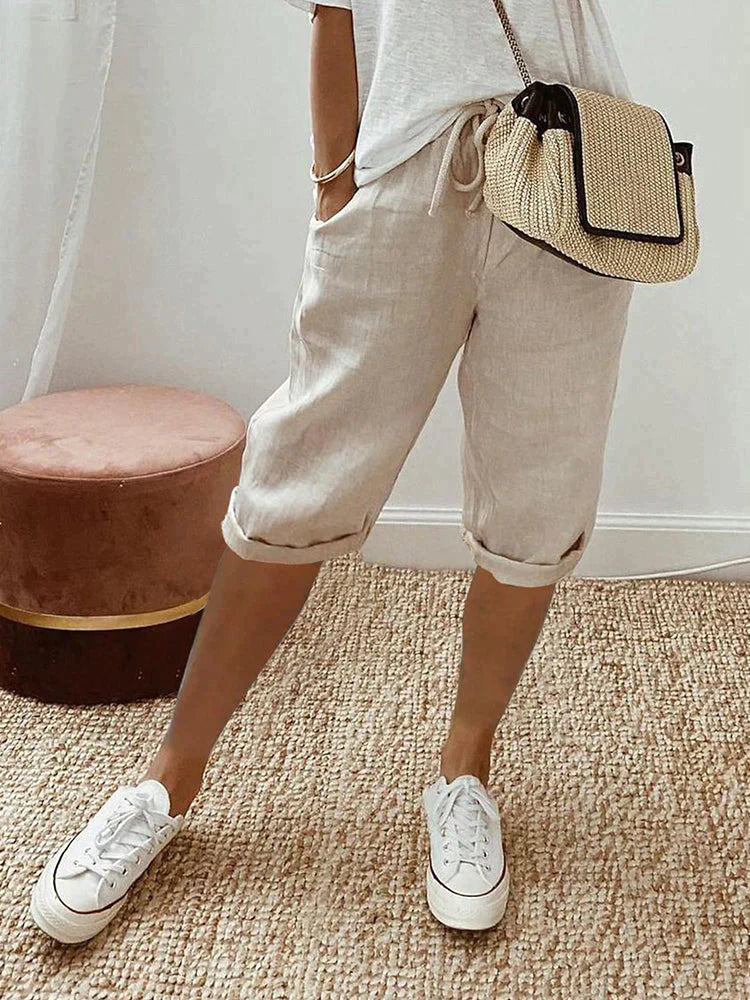 Baumwoll- und Leinen-Shorts für Damen