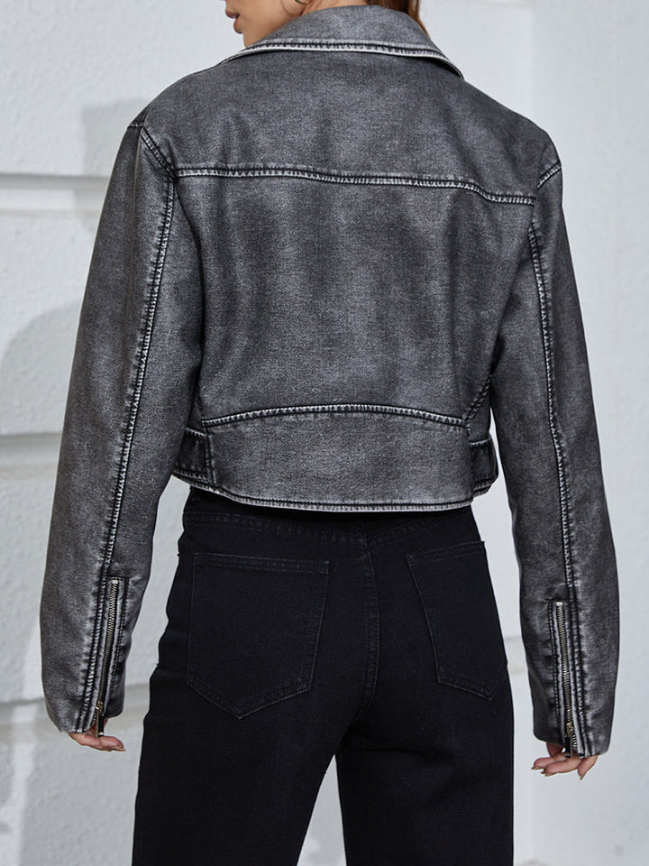 Damen Kurze Jeansjacke | Reißverschluss