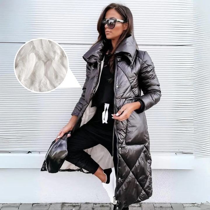 Lang und Glänzend Parka Damen | Puffer