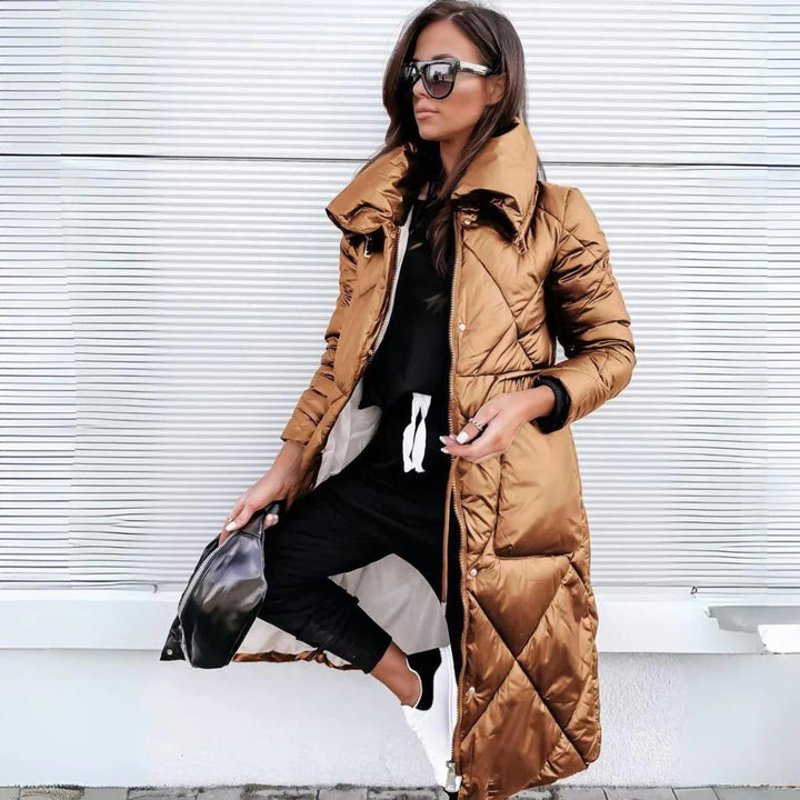 Lang und Glänzend Parka Damen | Puffer