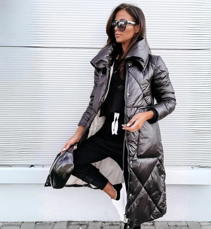 Lang und Glänzend Parka Damen | Puffer