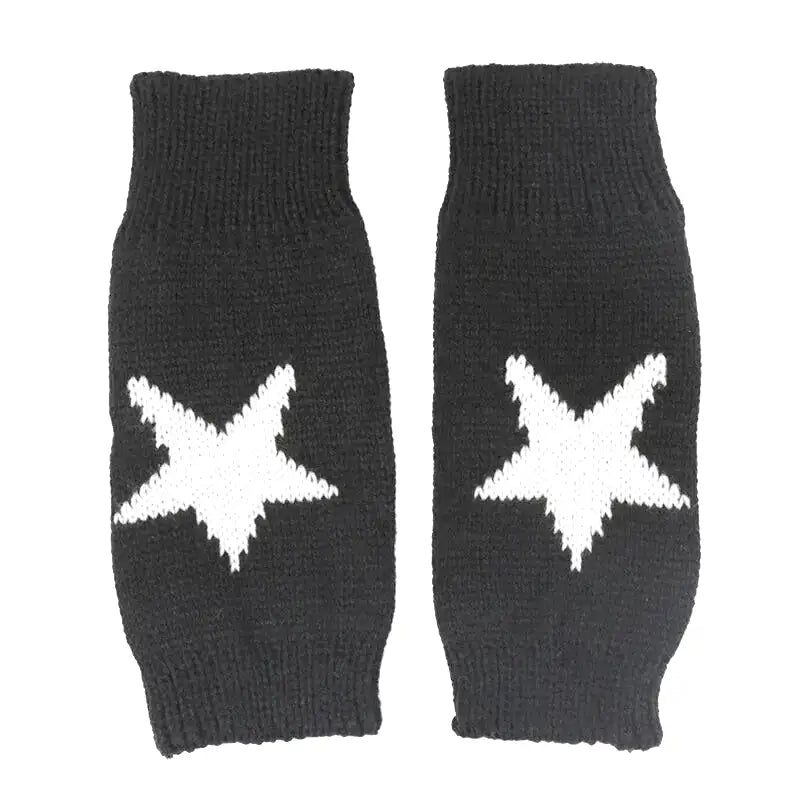 Fingerlose strickhandschuhe mit stern-design