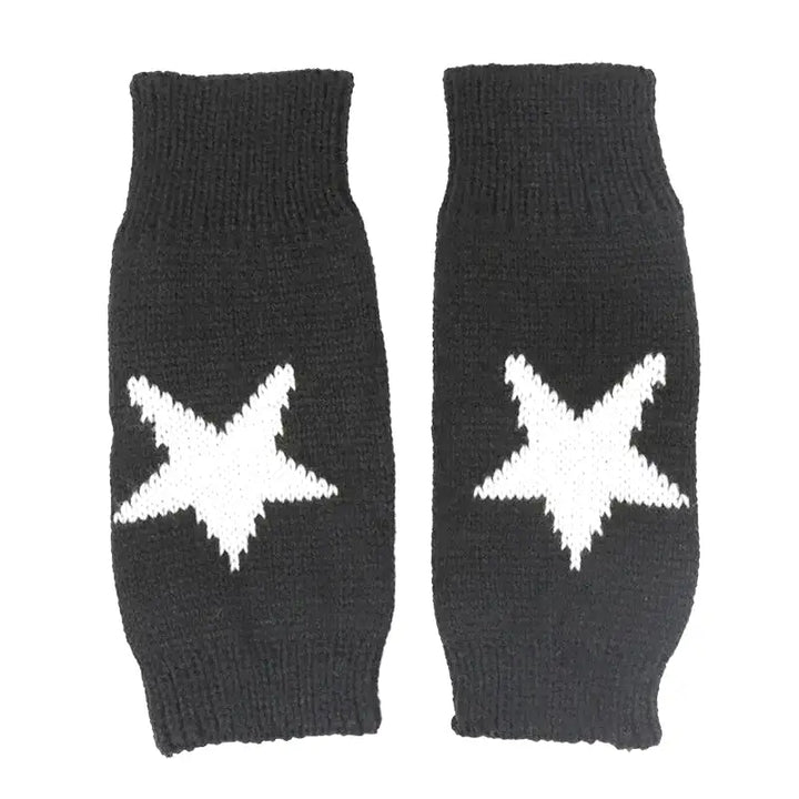 Fingerlose strickhandschuhe mit stern-design