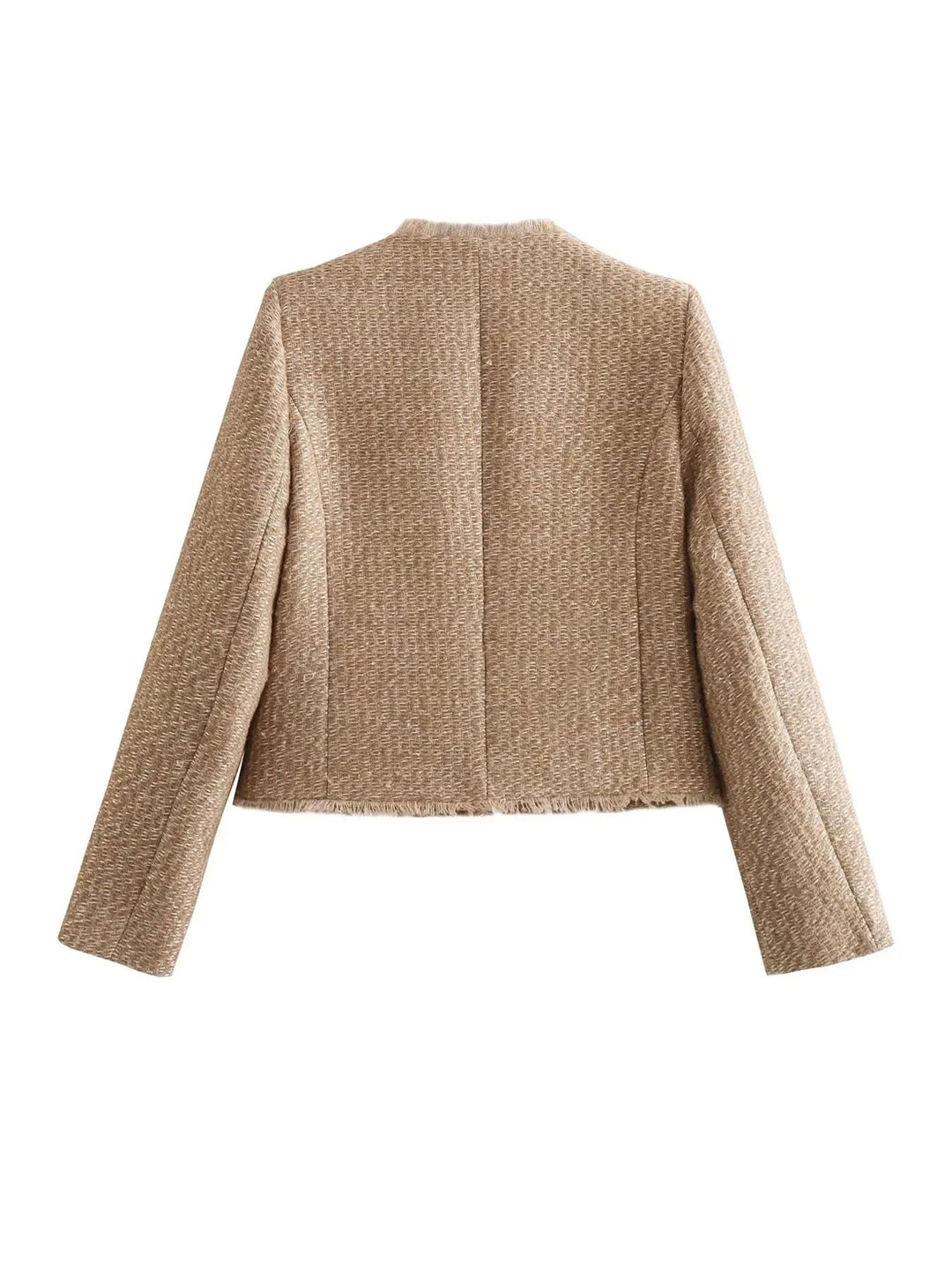 Damen Texturierter Kurz Blazer Jacke | Knopfleiste