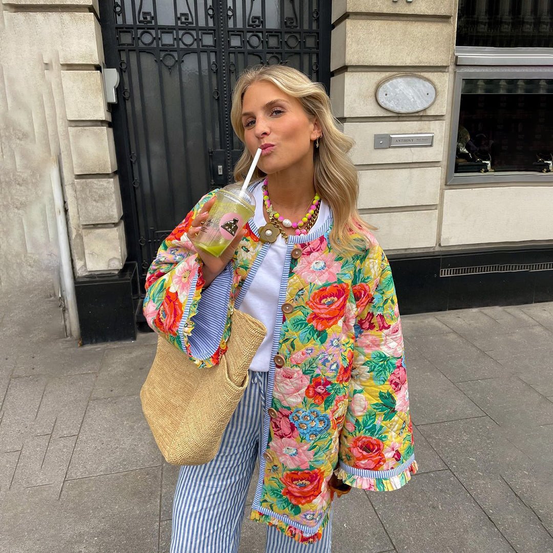 Damen Blumen Druck Jacke | Übergröße